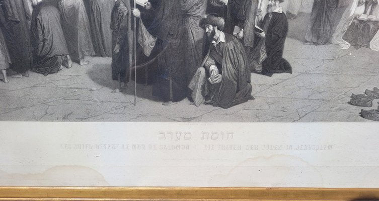 Alexandre Bida, The Jews in Front of the Solomon Wall, Engraving, 19th Century, Framed-SYQ-1700877