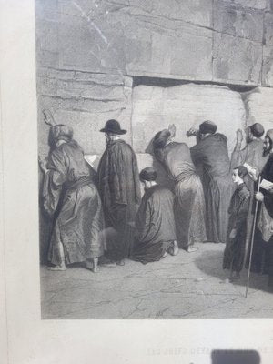 Alexandre Bida, The Jews in Front of the Solomon Wall, Engraving, 19th Century, Framed-SYQ-1700877