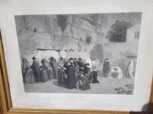 Alexandre Bida, The Jews in Front of the Solomon Wall, Engraving, 19th Century, Framed-SYQ-1700877