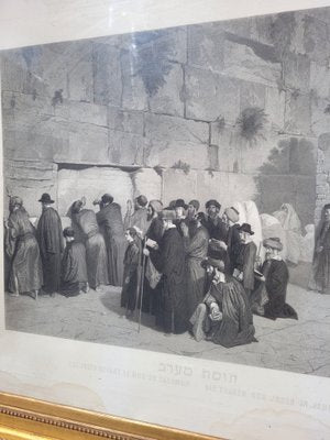 Alexandre Bida, The Jews in Front of the Solomon Wall, Engraving, 19th Century, Framed-SYQ-1700877