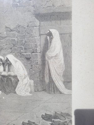 Alexandre Bida, The Jews in Front of the Solomon Wall, Engraving, 19th Century, Framed-SYQ-1700877