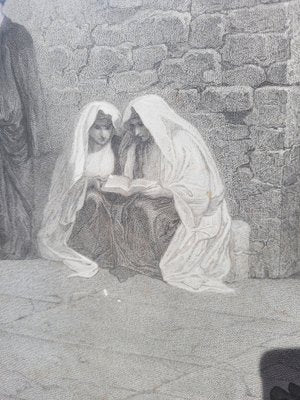 Alexandre Bida, The Jews in Front of the Solomon Wall, Engraving, 19th Century, Framed-SYQ-1700877