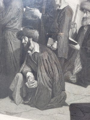 Alexandre Bida, The Jews in Front of the Solomon Wall, Engraving, 19th Century, Framed-SYQ-1700877