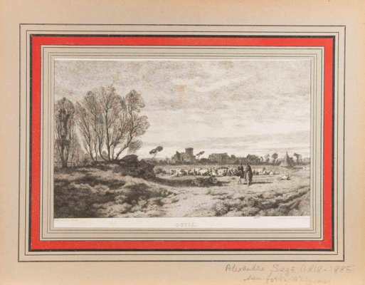 Alexandre Segé, View of Ostia, Etching, 1860s-ZCI-2032720