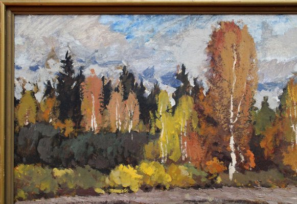 Alfejs Bromults, Autumn Mood, Oil on Cardboard-FNC-1800233