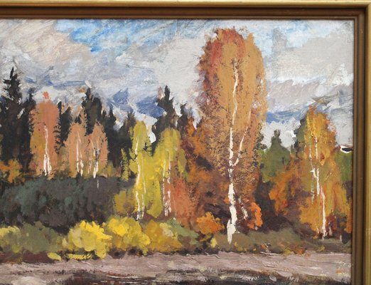 Alfejs Bromults, Autumn Mood, Oil on Cardboard-FNC-1800233