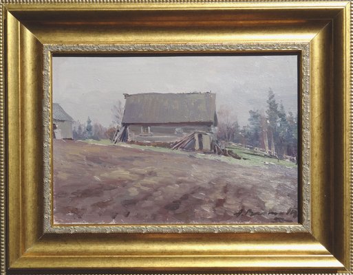 Alfejs Bromults, Countryside, 1950s, Oil on Cardboard-FNC-1800198