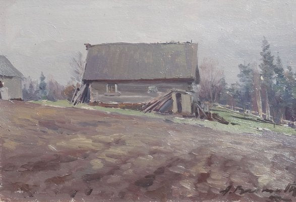 Alfejs Bromults, Countryside, 1950s, Oil on Cardboard-FNC-1800198