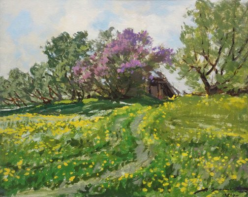 Alfejs Bromults, Dandelions Are Blooming, 1981, Oil on Cardboard-FNC-1800184