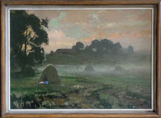 Alfejs Bromults, Morning Fog, 1965, Oil on Cardboard-FNC-1800240