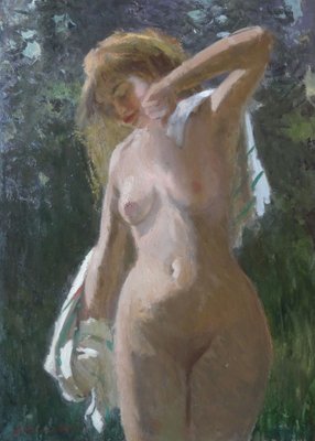 Alfejs Bromults, Nude, 1959, Oil on Cardboard-FNC-1800195