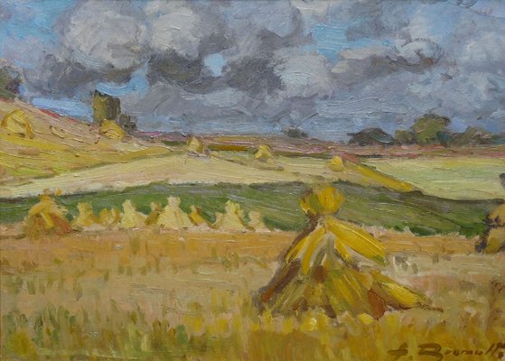 Alfejs Bromults, Rural Landscape, 1942, Oil on Cardboard-FNC-1800134