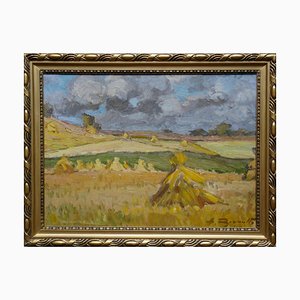 Alfejs Bromults, Rural Landscape, 1942, Oil on Cardboard-FNC-1800134