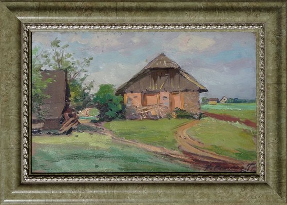 Alfejs Bromults, Rural Life, 1950s, Oil on Cardboard-FNC-1800210