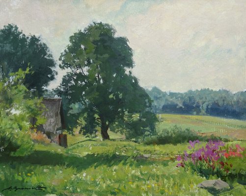 Alfejs Bromults, Summer Day, Oil on Cardboard-FNC-1800140