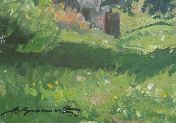 Alfejs Bromults, Summer Day, Oil on Cardboard-FNC-1800140