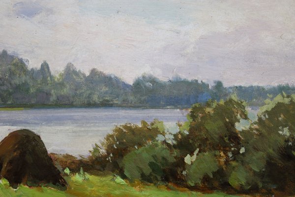 Alfejs Bromults, The Lake Anna, 1990, Oil on Cardboard-FNC-2034792