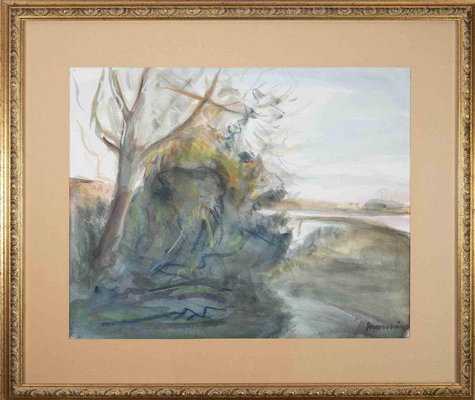 Alfonso Avanessian, Landscape, Watercolor, 1990s, Framed-ZCI-1788889