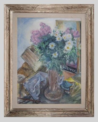 Alfonso Avanessian, Still Life with Flowers and Objects, Oil on Canvas, 1990, Framed-ZCI-1379933