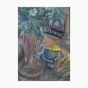 Alfonso Avanessian, Still Life with Flowers and Objects, Oil on Canvas, 1990, Framed-ZCI-1379933