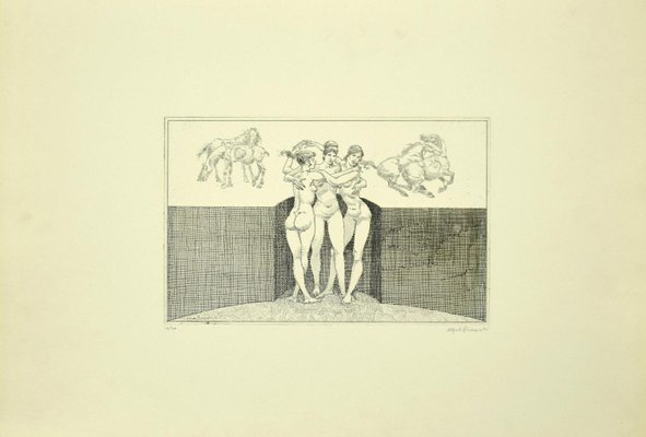 Alfredo Brasioli - Nude Women - Original Etching - Late 20th Century-ZCI-837813