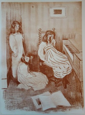 Alfredo MULLER - Bouderie, Lithographie originale signée (1897)-KHH-543545