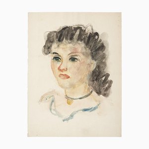 Alkis Matheos, Woman's Profile, Original Mixed Media on Paper, 20th Century-ZCI-1378907