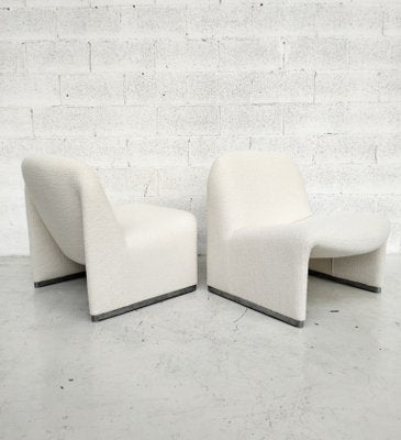 Alky Chairs in White Bouclè by Giancarlo Piretti for Anonima Castelli, 1970s, Set of 2-RNN-2000892