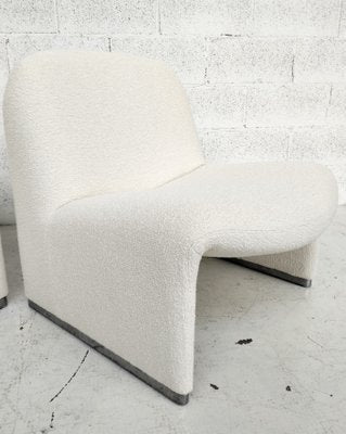 Alky Chairs in White Bouclè by Giancarlo Piretti for Anonima Castelli, 1970s, Set of 2-RNN-2000892