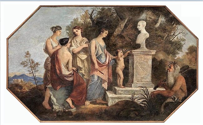 Allegoric Scene with Vestal Virgins and Satyr - 19th Century - Painting - Modern 19th Century-ZCI-756782