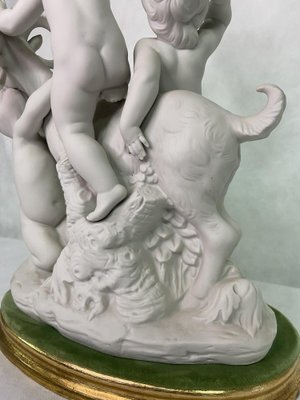 Allegorical Group of Children Playing with Goat in Biscuit Porcelain by Lladró-GOA-1734029