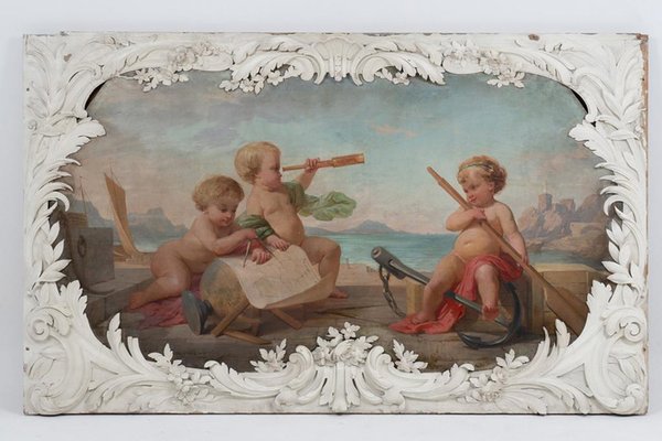 Allegorical Scenes, 1880, Paintings on Wood, Set of 2-CEJ-1823138