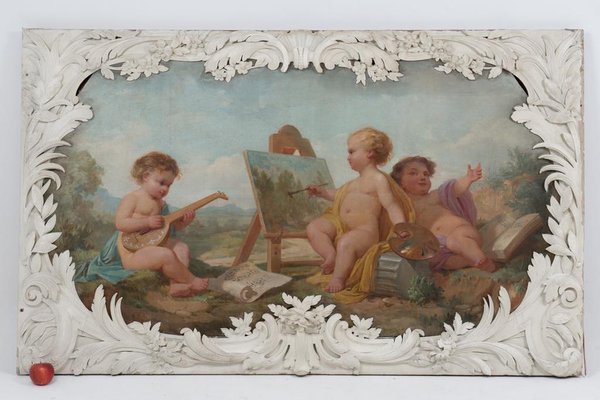 Allegorical Scenes, 1880, Paintings on Wood, Set of 2-CEJ-1823138