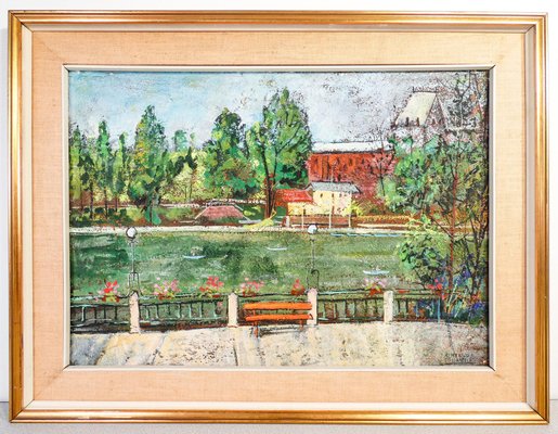 Almerico Tomaselli, Landscape, 1980s, Oil Painting, Framed-OJE-1705479