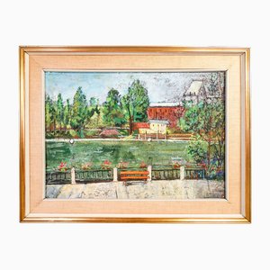 Almerico Tomaselli, Landscape, 1980s, Oil Painting, Framed-OJE-1705479