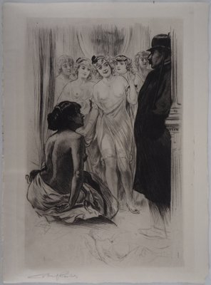 Alméry Lobel-Riche, Waiting for the Client, Original Etching-KHH-1102290