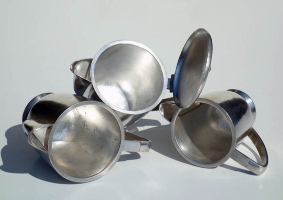 Alpacca Metal Serving Coffee Set by Gio Ponti for Calderoni, 1940s, Set of 3-KGD-754202