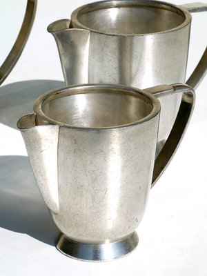 Alpacca Metal Serving Coffee Set by Gio Ponti for Calderoni, 1940s, Set of 3-KGD-754202