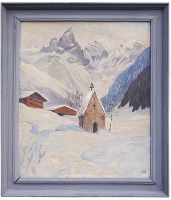 Alpine Church in Einödsbach, 1920s, Oil on Panel-BGS-1077926