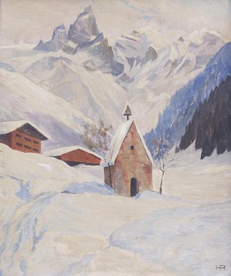 Alpine Church in Einödsbach, 1920s, Oil on Panel-BGS-1077926