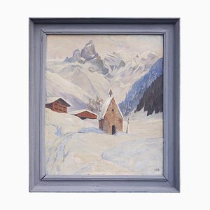 Alpine Church in Einödsbach, 1920s, Oil on Panel-BGS-1077926