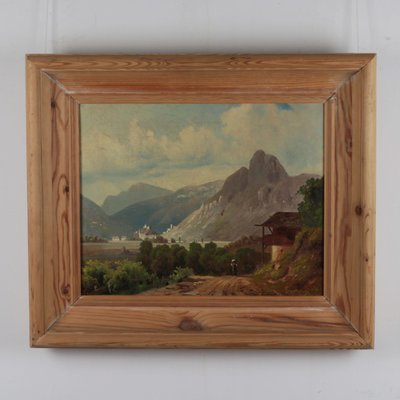 Alpine Landscape, 19th Century, Oil on Canvas, Framed-WMV-1129573