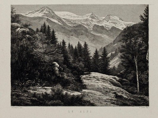 Alps - Original Lithography on Paper by A. Lauro - 20th Century 20th Century-ZCI-761628