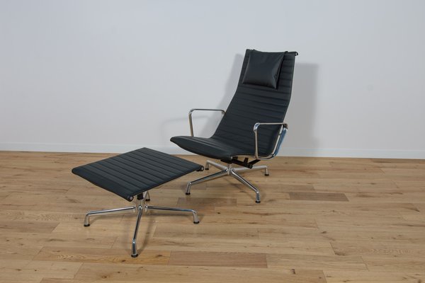 Alu Group Ea124 & Ea125 Lounge Chair & Ottoman by Charles & Ray Eames for Vitra, 1980s, Set of 2-NIT-1780044