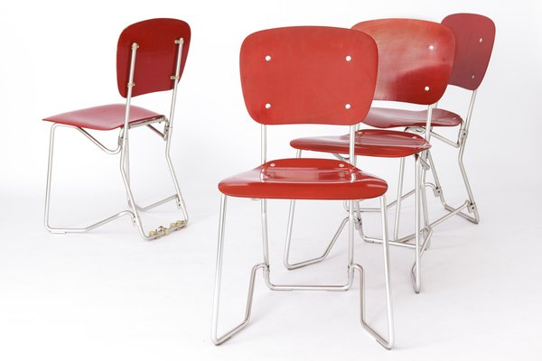 Aluflex Stacking Chairs by Armin Wirth, Germany, 1951, Set of 4-DOM-1726198