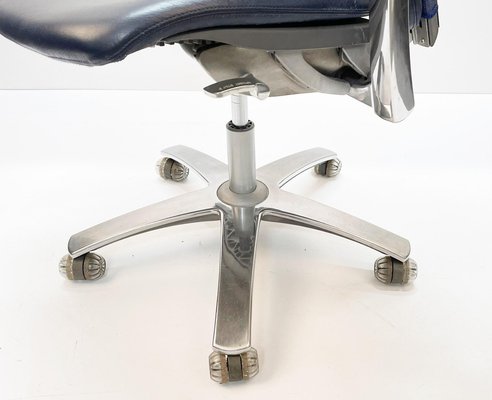 Aluminium and Italian Blue Leather Life Office Chair by Formway Design for Knoll-JDR-1125549