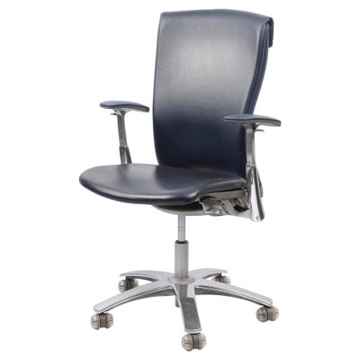 Aluminium and Italian Blue Leather Life Office Chair by Formway Design for Knoll-JDR-1125549