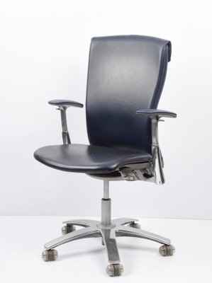 Aluminium and Italian Blue Leather Life Office Chair by Formway Design for Knoll-JDR-1125549