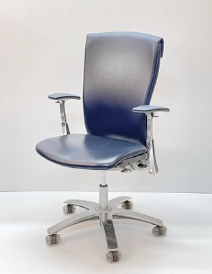 Aluminium and Italian Blue Leather Life Office Chair by Formway Design for Knoll-JDR-1125549