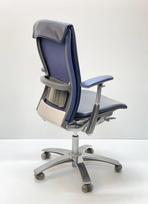 Aluminium and Italian Blue Leather Life Office Chair by Formway Design for Knoll-JDR-1125549